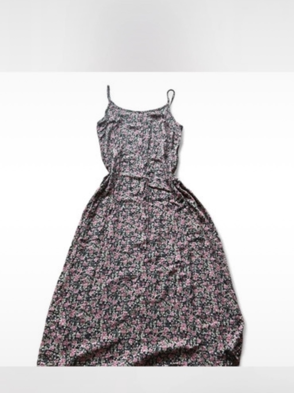 Source Unknown Black Maxi Dress with Pink Floral Print